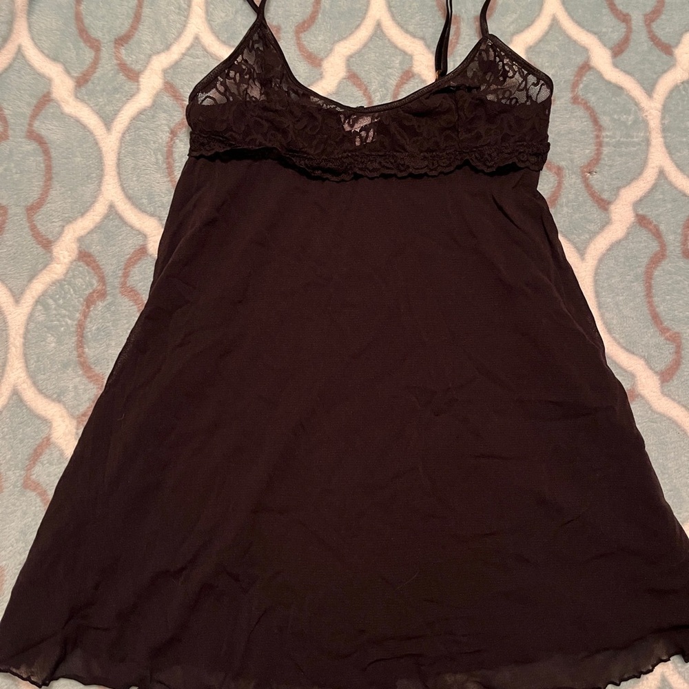 Black Lace Trim Slip Dress